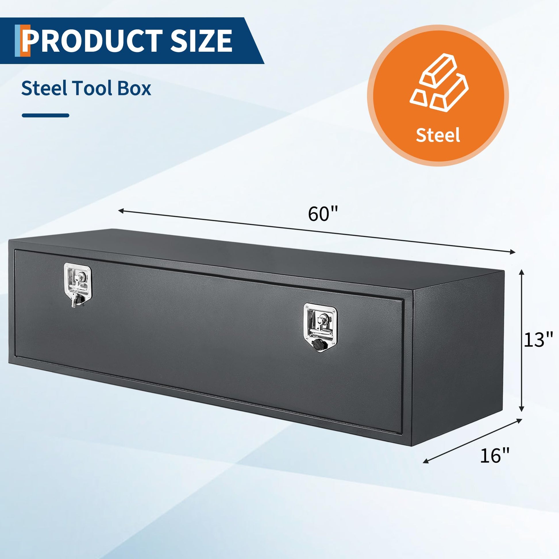 60 by 16 by 13 inch steel underbody truck tool box size
