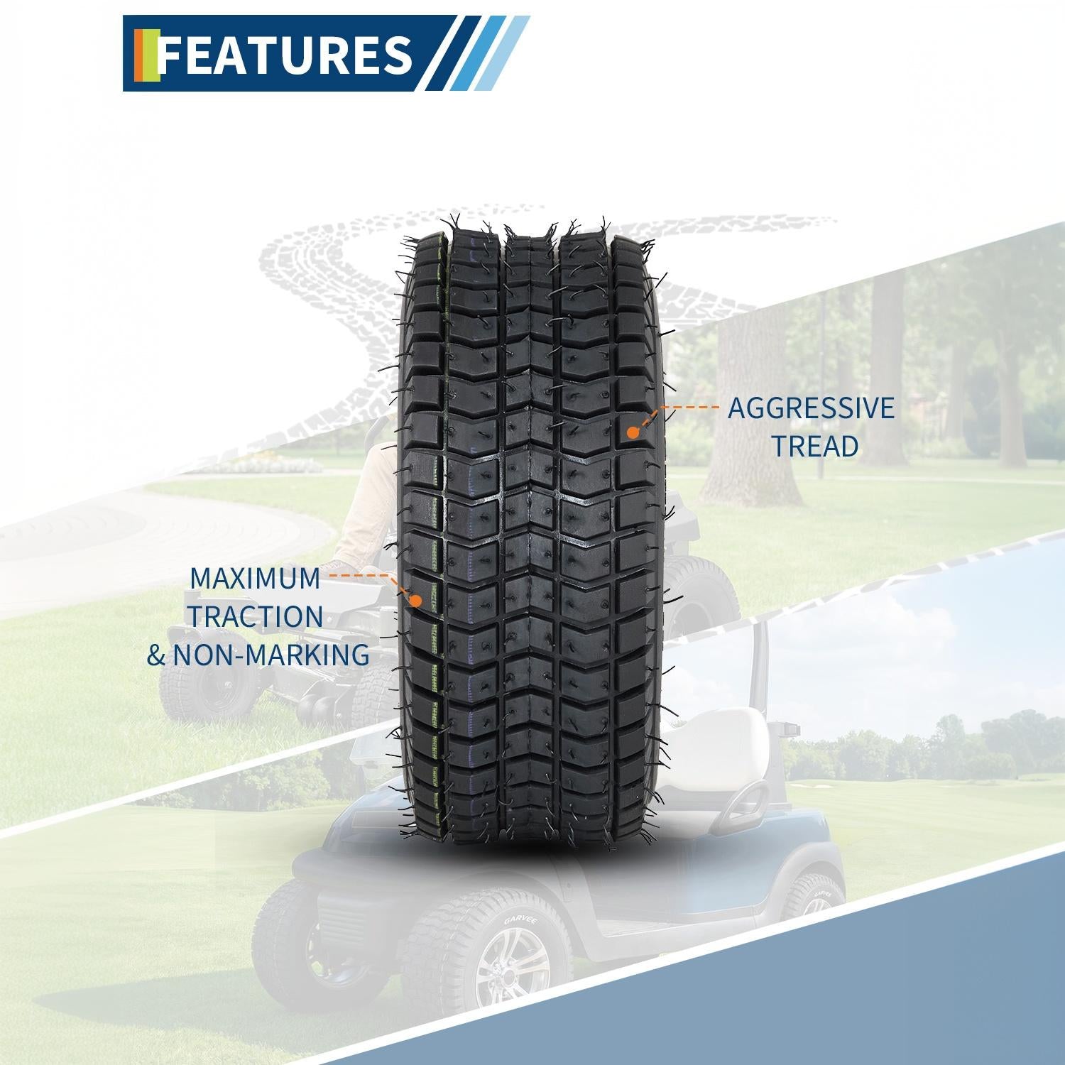 Close view of Garvee turf tire tread
