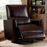 Garvee Swivel Rocking Manual Recliner Chair for Adults, Rocker Recliner Glider Deep Seat PU Leather Sofa Chair with High Backrest for Nursery, Living Room, Bedroom & Home Movie Theater, Dark Brown - Dark Brown