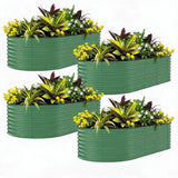 Garvee Heavy Duty Galvanized Metal Raised Garden Beds, 4 Pack 8x2x1.5FT – Deep Rust-Resistant Oval Planter Boxes with Anti-Cut Safety Edges for Outdoor Vegetables, Flowers, Herbs – Easy Assembly, Green