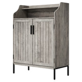 Garvee 5-Tier Wooden Shoe Storage Cabinet with 2 Doors & 3 Adjustable Shelves - Tall Entryway Organizer for Hallway, Closet, Living Room, Small Spaces - Modern Shoe Rack Furniture - Gray - Grey
