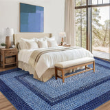 Garvee Modern Navy Blue Washable Area Rug for Living Room - Low Pile Non-Slip Soft Polyester Carpet - Durable Gabbin Weave, Easy Clean, Large, Pet Friendly - 6x9ft (183x274cm), USA Spec - Navy