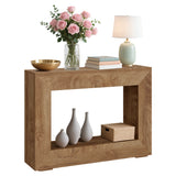 Garvee Farmhouse Narrow Console Table with Storage – Wooden Accent Table for Entryway, Sofa, Hallway – Rustic Wavy Grain, Mountain Design Sandalwood T6801 (Relief) - Mountain Pattern Sandalwood T6801 (Relief)