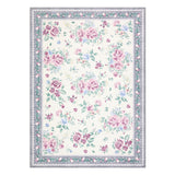Garvee Vintage Rose Floral Area Rug – Washable, Soft, Non-Slip, Low Pile Carpet for Living Room, Bedroom, Nursery, Cottage, Easy Clean – Size: 8x10ft (244x305cm), Grey - Grey