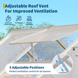 Garvee Heavy Duty 6x3 FT Polycarbonate Walk-In Greenhouse for Outdoors - Sturdy Aluminum Frame, Sliding Door, Adjustable Roof Vent, Rain Gutter - Ideal for Patio, Backyard, Garden - 8-Natural Color - 8 - Natural Color