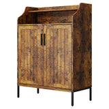 Garvee 5-Tier Wooden Shoe Storage Cabinet with 2 Doors & 3 Adjustable Shelves - Tall Entryway Organizer for Hallway, Closet, Living Room, Small Spaces - Modern Shoe Rack Furniture - Tiger Design - Brown