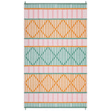 Garvee Reversible Outdoor Rug 9x18ft – Waterproof UV Resistant Plastic Mat – Heavy Duty, Easy Clean, Lightweight, Collapsible Carpet for Patio, Deck, Porch, Balcony, Camping – Orange/Green/Pink/White, USA Spec - Parallel Diamond | Orange & Teal Multi