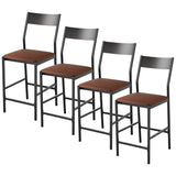 Garvee Modern Counter Height Bar Stools Set of 4, PU Leather Upholstered Bar Chair with Backrest & Footrest, 300 LB Capacity, Barstool for Kitchen Island, Dining Room, Brown - Brown