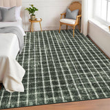 Garvee Modern Checkered Area Rug - Washable, Non-Slip, Low Pile, Ultra-Soft Faux Wool, Mark-Resistant Geometric Plaid Carpet for Living Room, Bedroom, Dining Room - Green, 9x12ft (274x366cm) - Green