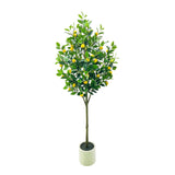 Garvee 5FT Artificial Lemon Tree Indoor Plant with White Pot, Realistic UV-Resistant Faux Citrus, Maintenance-Free Durable Decor for Home Office