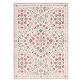 Garvee Ultra-Soft Washable Floral Area Rug – Non-Slip, Low Pile, Mark Resistant, Collapsible Vintage Carpet for Living Room, Bedroom, Nursery, Dining – Rice Flour, 9x12ft, Made in United States