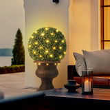 Garvee 2-Pack Pre-Lit Artificial Boxwood Topiary Ball Trees – 20" Dark Green Balls, 50 LED Lights, 8 Modes, Remote, UV Resistant, Light Antique Copper Pot, Height 26"