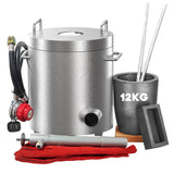 Garvee 26 lbs / 12 KG Propane Melting Furnace Kit - 2370°F Metal Foundry Furnace with Crucible and Tong, Large-Capacity Melter for Copper, Silver, Aluminum, and Gold, Ideal for Beginners - Silver