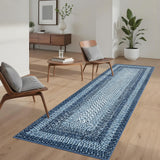 Garvee Modern Gray-Blue Runner Rug - Washable Non-Slip Low Pile Soft Polyester Carpet - Collapsible, Space Saving Gabbin Design, Rubber Back - Bedroom, Kitchen - 2x8ft (61x244cm), USA Spec - Gray-Blue