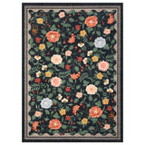 Garvee Washable Vintage Floral Area Rug for Living Room – Non-Slip, Low-Pile, Mark Resistant, Soft Carpet, Non-Shedding, Farmhouse Accent Mat – 10x13ft, Black, USA - Green