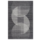 Garvee Modern Black Washable Area Rug - 8x10ft Soft Non Slip Low Pile Carpet with Geometric Semi-Circle Print for Living Room, Bedroom, Dining Room, Nursery, Home Office - Machine Washable, Collapsible Large Floor Mat - Size: 8x10ft, Color: Black