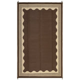 Garvee Waterproof Reversible Outdoor Rug – Modern Scalloped Plastic Straw Mat – UV Resistant, Collapsible, Easy Clean – Patio, Camping, RV, Beach – Peony Brown/Coffee, 9x12ft (274x366cm), USA - Brown & Coffee