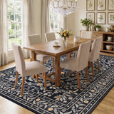 Garvee Washable Floral Area Rug for Living Room – Soft Low Pile Non-Slip Carpet – Bedroom & Dining Room Rug – Black – 5x7ft (152x213cm), United States - Black
