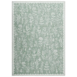 Garvee Washable Area Rug 5x7 - Non-Slip, Mark Resistant, Low Pile Floral Botanical Carpet - Soft, Pet Friendly, Modern Farmhouse Decor for Living Room, Bedroom, Dining Room - Light Green, USA, 5x7ft (152x213cm) - Light Green