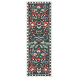 Garvee Floral Runner Rug - Washable, Non-Slip Low Pile, Soft Thin Botanical Carpet for Hallway, Entryway, Bedroom, Kitchen - Collapsible Vintage Blue-Green, 2x6ft (61x183cm), USA - Flower-Blue