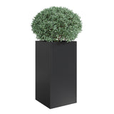 Garvee Heavy-Duty Steel Square Planters Set of 2 – 30 Inch Tall Black Modern Outdoor/Indoor Flower Pots with Removable Shelf & Drainage – Weather-Resistant Patio Garden Containers – High-quality Black, Square 2pcs 15x15x30 - Premium Black