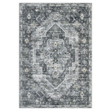Garvee Vintage Oriental Area Rug - Machine Washable, Ultra-Soft Low Pile, Non-Slip, Mark Resistant, Collapsible Carpet for Living Room, Bedroom, Nursery, Office, Grey, 9x12ft (274x366cm) - Blue