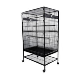 Garvee Bird Cage with Wheels, 52 Inch Bird Flight Cage, Wrought Iron Standing Large Parrot Parakeet Flight Birds Cages with Slide Out Tray Parrot Metal Parakeet Cages with Wooden Perches Black