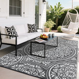 Garvee Waterproof Reversible Outdoor Rug - Durable Plastic Straw Patio Carpet - UV Resistant, Easy to Clean, Includes Stakes & Carry Bag - Ideal for Patio, Deck, Balcony, RV, Camping, Picnic, Beach - Gray, 9x18ft (274x549cm) United States - Gray