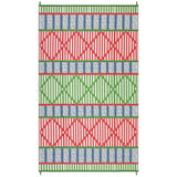 Garvee Reversible Outdoor Rug 9x18ft – Waterproof Heavy Duty Plastic Mat – UV Resistant, Washable, Lightweight, Non-Slip, Geometric Carpet for Patio, Deck, Balcony, Camping, RV – Green/Blue/Rose Red/Beige, USA Spec - Parallel Diamond | Red & Green Multi