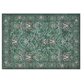 Garvee Washable Modern Boho Area Rug - Soft Low Pile, Non-Slip, Mark-Resistant, Vintage Floral Carpet for Living Room, Bedroom, Dining Room - Easy Care, Collapsible - Color: Dark Green, Size: 9x12ft, Memory: USA - Black