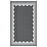 Garvee Waterproof Reversible Outdoor Rug – Extra Large Modern Scalloped Plastic Straw Mat – UV Resistant, Collapsible, Easy Clean – Patio, RV, Camping, Beach – Gray-White, 10x20ft (300x610cm), USA - Gray & White