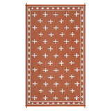 Garvee Reversible Outdoor Rug 9x12ft – Waterproof Plastic Straw Mat, Collapsible, Easy Care, Modern Geometric Area Carpet for Patio, Deck, Garden, RV Awning, Camping, Beach – Terracotta Orange/White, USA - Red Peach Orange / White