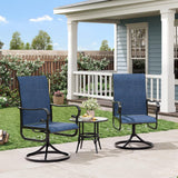 Garvee Ergonomic High Back Patio Swivel Rocker Chairs Set – Outdoor All-Weather Breathable Navy Blue Textilene Dining Chairs, 360° Swivel & 15° Rocking, Heavy Duty Metal Frame for Backyard, Deck, Garden, Poolside – Black Powder + Navy Blue Textilene - Blue | 4Pcs