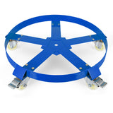 Garvee Industrial 1250 lbs 55 Gallon Drum Dolly – 5 Swivel Wheels, Brakes, Cross Braces, Non-Tipping Steel Barrel Cart for Warehouse Handling, Smooth Rolling – Specs: 5 wheels, Color: Blue - Blue