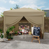 Garvee Heavy Duty Pop Up Canopy Tent 10x10FT – 4 Removable Sidewalls – Adjustable Height – Waterproof & UV Protection – Steel Frame, Sandbags, Carry Bag – Easy Setup Outdoor Gazebo for Backyard, Camping, Parties – Khaki