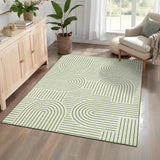 Garvee Modern Abstract Area Rug - 9x12ft Soft Low Pile, Washable, Non-Slip Green Geometric Carpet - Mark Resistant, Collapsible Boho Rug for Living Room, Bedroom, Dining Room, Office, Dorm - Green, United States, 9*12ft(274*366cm)