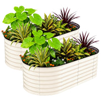 Garvee Lot de 2 jardinières surélevées de 1,8 x 0,9 x 0,6 m en acier galvanisé, couleur beige, durables, résistantes à la rouille, montage facile