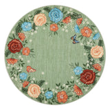 Garvee Modern Green Distressed Floral Round Rug 4x4ft - Washable, Non-Slip, Low-Pile Carpet - Soft, Mark Resistant - Entryway, Living Room, Bedroom, Nursery - USA Spec, Green Tone, 4x4ft Round - Green Tone