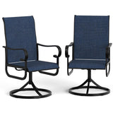 Garvee Ergonomic High Back Patio Swivel Rocker Dining Chairs Set – Outdoor All-Weather Breathable Navy Blue Textilene, 360° Swivel & 15° Rocking, Heavy Duty Metal Frame for Backyard, Deck, Garden, Poolside – Black Powder + Navy Blue Textilene 6-Pack - Blue | 6Pcs