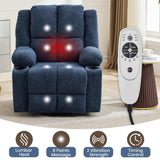 Garvee Oversized Power Lift Recliner Chair for Elderly – 57cm Wide Seat, 155° Lay Flat, Heated Massage, Stand Assist, Overstuffed Backrest, Cup Holders, Side Pocket, Linen Upholstery – Blue – Massage and heating | 57cm seat width | Linen | Blue