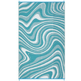 Garvee Waterproof Reversible Outdoor Patio Rug – UV Resistant Plastic Straw Mat – Easy Clean, Collapsible, Lightweight for RV, Garden, Deck – 10x14ft – Lake Green/Light Blue/White - Lake Green / Light Blue / White