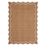 Garvee Scalloped Edge 5x7 Washable Area Rug – Brown Soft Low Pile Non-Slip Modern Farmhouse Carpet – Floral Print Accent Mat for Living Room, Bedroom, Playroom or Nursery – 5x7ft (152x213cm), USA Specs - Brown