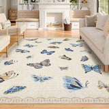 Garvee Washable Non-Slip Butterfly Area Rug – Modern Boho Low-Pile Carpet for Living Room, Bedroom, Dining – Soft Floor Mat – Khaki, 8x10ft (244x305cm), United States - Black