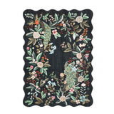 Garvee Scalloped Edge Area Rug – Washable Non-Slip Peacock Floral Carpet, Soft Botanical Chinoiserie Design for Living Room, Bedroom, Nursery – Large 4x6ft, Black (USA) - Green