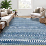 Garvee Machine Washable Area Rug – Non-Slip, Low Pile, Mark Resistant, Soft Boho Geometric Carpet for Living Room, Bedroom & Home Office – Blue Tint, 10x13ft (305x396cm), USA - Blue Tint