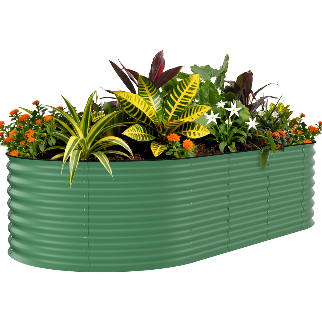 Garvee 8x4x2 pieds Jardin surélevé galvanisé en métal pour légumes, fleurs et herbes Vert