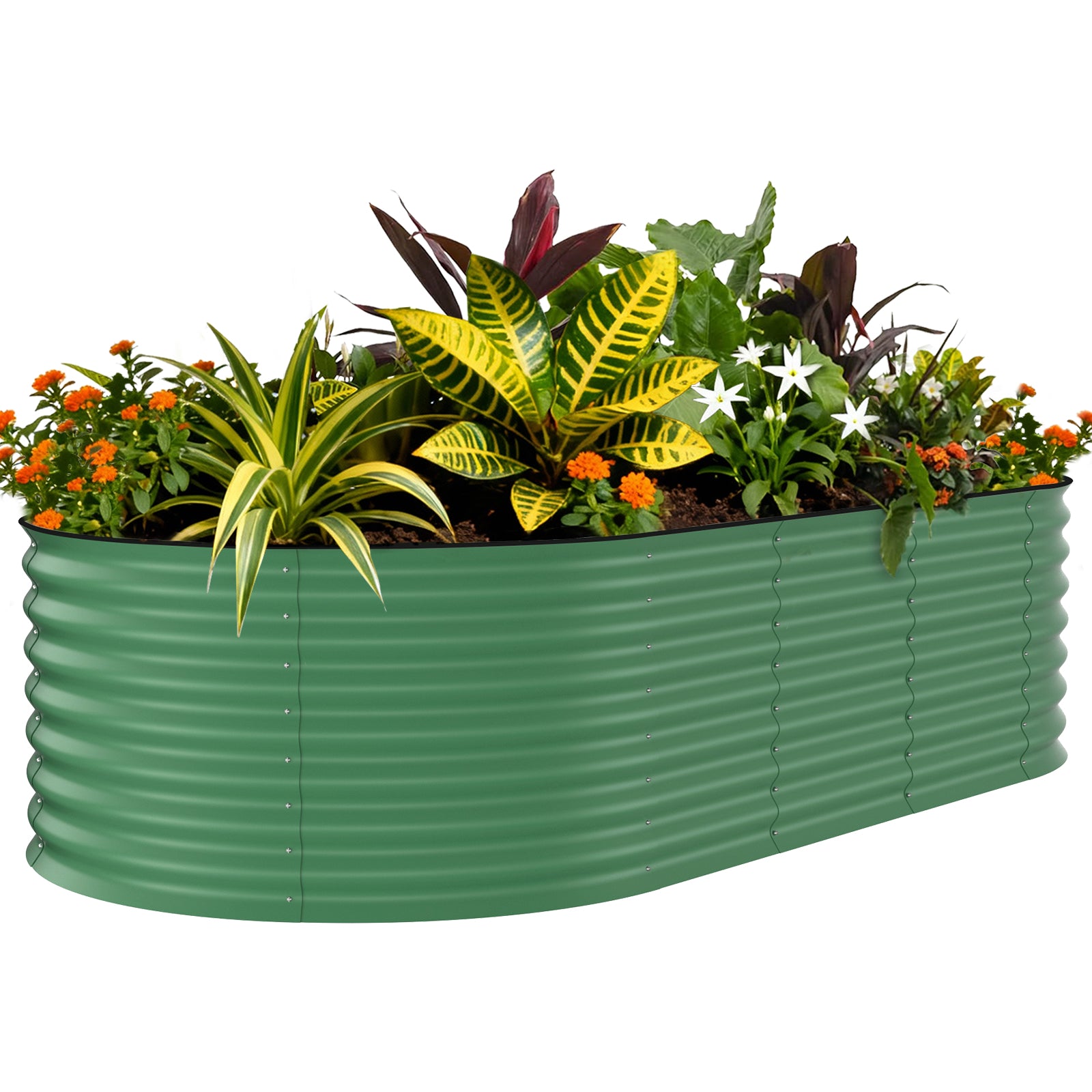 Garvee 8x4x2 pieds Jardin surélevé galvanisé en métal pour légumes, fleurs et herbes Vert