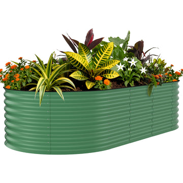 Garvee 8x4x2 pieds Jardin surélevé galvanisé en métal pour légumes, fleurs et herbes Vert