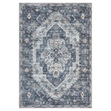 Garvee Vintage Oriental Area Rug - Machine Washable, Ultra-Soft Low Pile, Non-Slip, Non-Shedding, Mark Resistant, Distressed Carpet for Living Room, Bedroom, Nursery, Blue, 8x10ft (244x305cm) - Blue