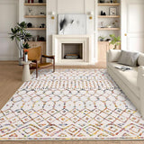 Garvee Vintage Geometric Washable Area Rug – Soft Low Pile, Non-Slip Collapsible Carpet for Living Room, Bedroom, Nursery or Office – Modern Boho, Multi-Color, USA, 8x10ft (244x305cm) - Color Tone